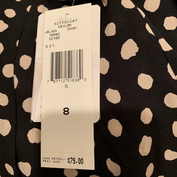 NWT Jones New York Black & Pink Polka Dot Silk Top - Picture 7 of 7